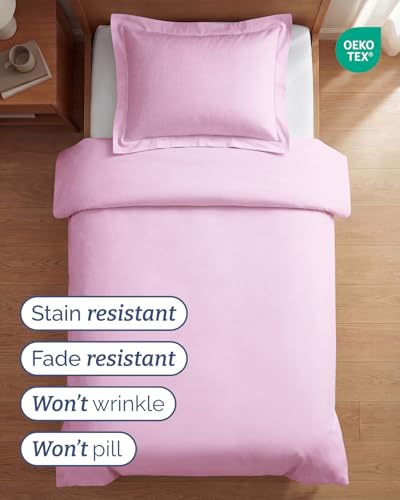 Image of Duvet Cover Twin /Twin XL Size Set - Extra Soft Twin /Twin XL Duvet Cover 68 inch x 90 inch with 1 Pillow Sham for Women, Men, Kids & Teens - Comfy, Easy-Care & Fade Free w / Zipper Closures & Ties (Light Pink)