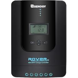 Renogy Regulador de Carga Solar MPPT 40A 12V/24V con Pantalla LCD Ajustable y Entrada DC Compatible con Módulo Bluetooth