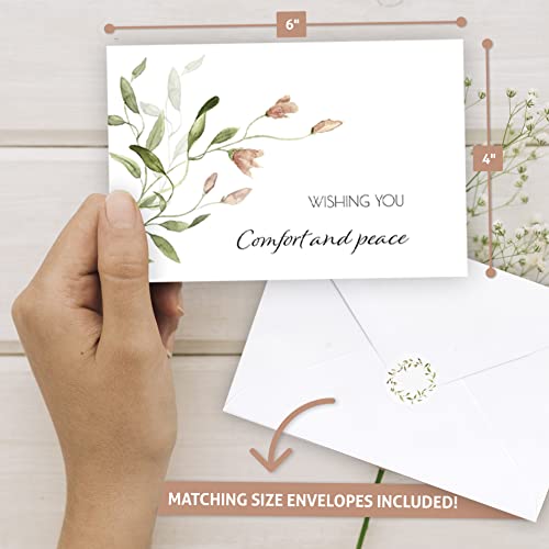 Kibaga Beautiful Sympathy Cards Set Of 20 With Envelopes And Stickers - Perfect Bulk Set To Express Your Condolences - Tasteful Watercolor Floral Assortment W/A Simple Heartfelt Note Of Condolence #TOP5