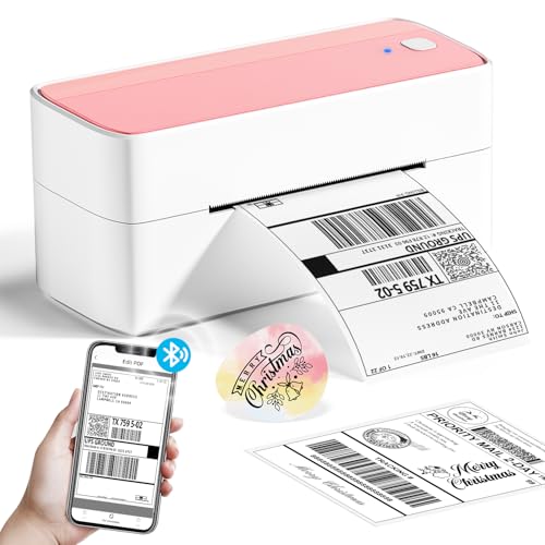 Phomemo 241BT Impresora de Etiquetas Bluetooth,Impresora térmica DHL 4x6,Etiquetadora Bluetooth, Impresora para Código de Barras, Amazon, Etsy, Shopify, Royal Mail, DHL, FedEx, UPS (Rosa)