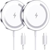 WRVVR for Apple Mag-Safe Charger 2 Pack, Magnetic Wireless Charger for iPhone 17/17 Pro/17 Pro Max/Air/16 15 14 13 12 Pro Max Plus mini, Charging Pad for Airpods Pro 3 2,Strong Magnet, Silver