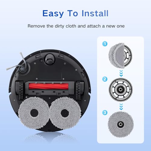 Image of VIEWALL 8 Pack Mop Cloths for Roborock Qrevo QV 35A /35S /S5V /Q Revo S /Pro | Master /Plus /Curv /S5X /Edge /S5A /QX Revo /Saros 10R /20 Series Vacuum Cleaner, Microfiber Washable Mop Pad Replacement Accessories