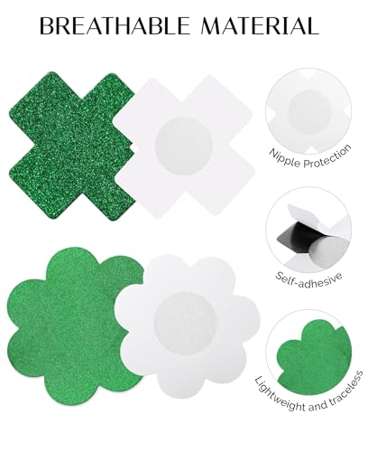 Image of Glitters Pasties Rave Pack Nipple Covers Stickers Disposable Sticky Breast Petals Bra Set for Women Rave Outfit Party