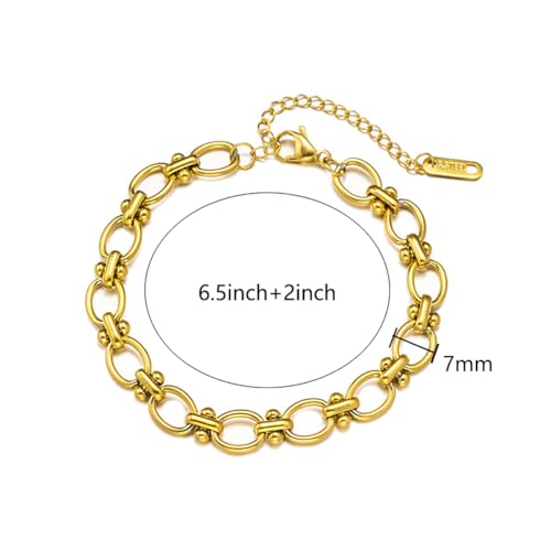 Silver & Gold Bracelets for Women - Trendy Chunky 14k Gold Plated Chain Bracelet - Non Tarnish Stainless Steel3
