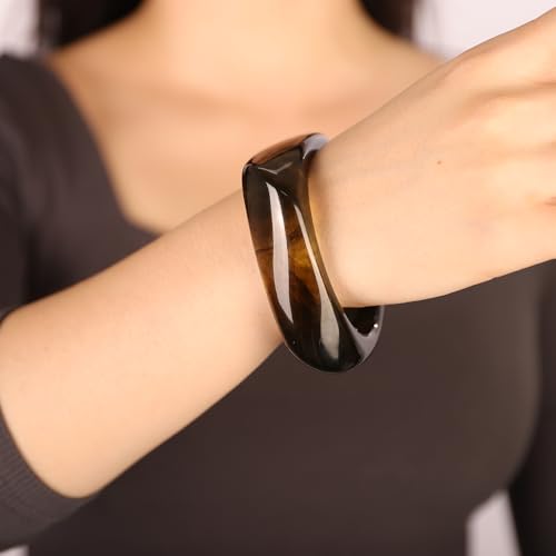 Image of JWICOS Resin Bangle Bracelet for Women Acrylic Cute Chunky Bracelet for Women Exaggerated Irregular Acrylic Resin Wristband Bracelet Bangle
