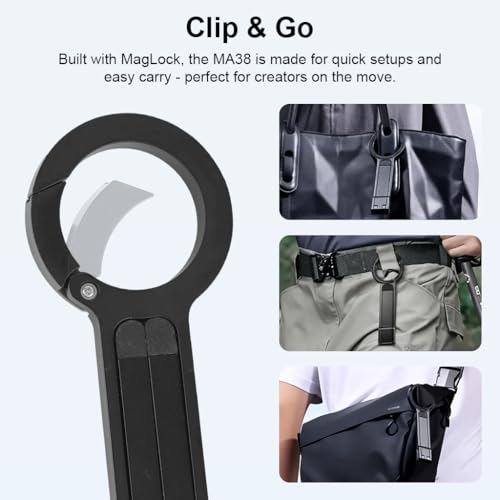 Image of ZORBES Magnetic Phone Tripod Stand for iPhone, Aluminium Smartphone Mini Tripod Pocket Cell Phone Stand, Folding Strong Magnet Quick Mount Compatible with iPhone 16 15 14 13 12 Series, Black