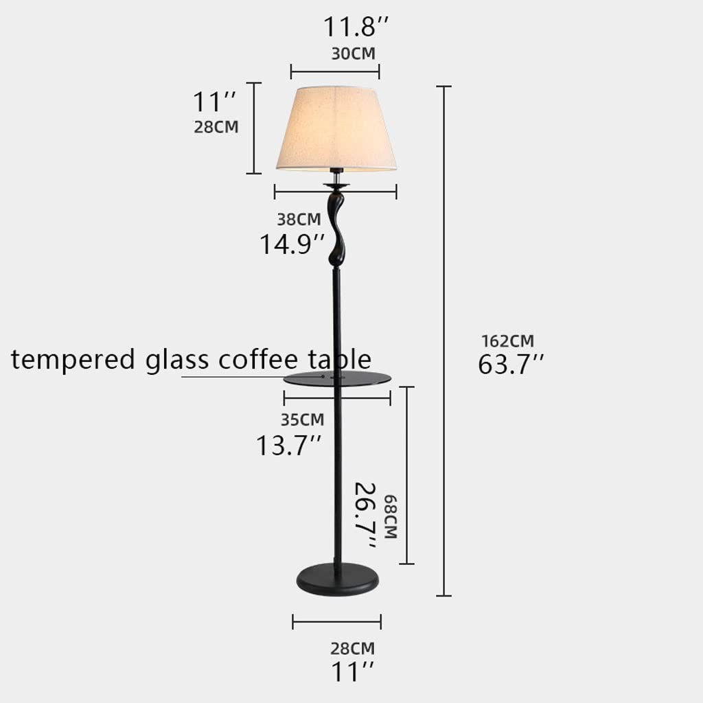 Lampa Podłogowa Nowoczesna Lampa Podłogowa Z Kutego Żelaza Półkami Abażur Tkaniny Oświetlenie Podłogowe Do Salonu Sypialnia Studyjna Stojąca Do Sypialni(A-Black)