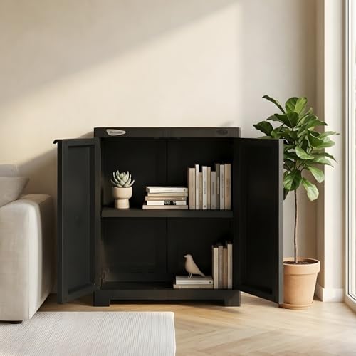 Image of Nilkamal Freedom Small (FMS) 2 Shelves Plastic Bookshelf with 3-Year Warranty| Multipurpose Storage Cabinet & Book Rack for Home | Durable, Waterproof, Easy-Clean | Book Organiser | Charcoal Grey