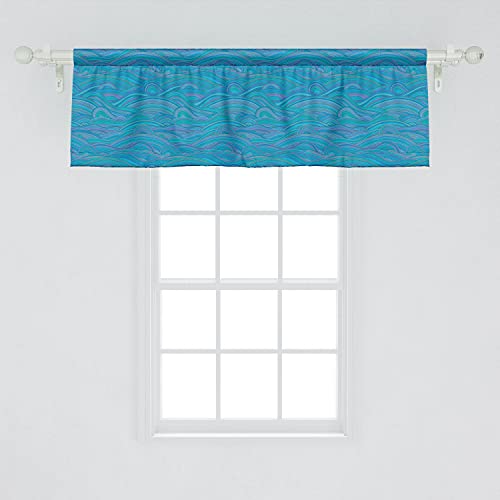 Ambesonne Sea Window Valance, Unusual Pattern with Waves River Ocean Seascape Inspired Art, Curtain Valance for Kitchen Bedroom Decor with Rod Pocket, 54" X 18", Pale Blue Turquoise - Image 2