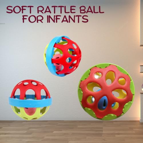 Image of Graphene Rattle Ball Non-Toxic Teether for Infants Babies Shaking Baby Ball Bath Toy Early Development Toy for New Born Infants (Multicolor) (Pack of 1)