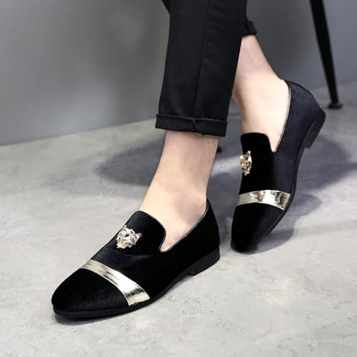 Men's Velvet Loafers with Metal Accents - Party - Ready Luxury Dress Shoes, Stylish Formal & Casual Footwear 5