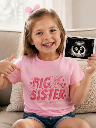 Image of Funnycokid Big Sister Shirts for Girls Pregnancy Announcement 1-7 Years