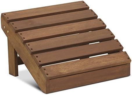 Furinno FG16919 Tioman Hardwood Patio Furniture Outdoor Adirondack Footstool in Teak Oil, Natural Large