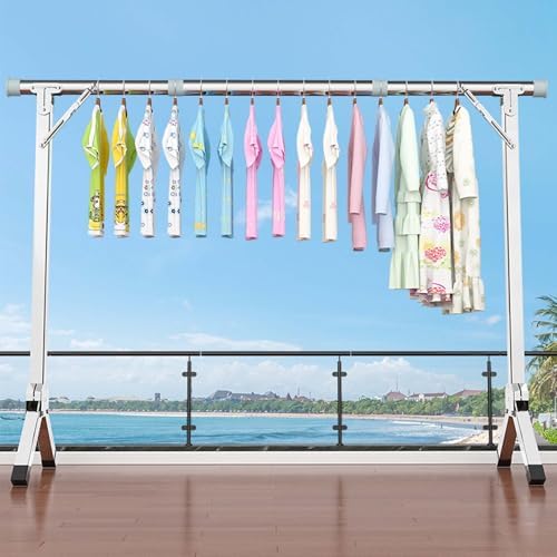 Retractable Foldable Drying Rack Clothing, Heavy-Duty Laundry Drying Rack, Length Adjustable Saves Space Garment Rack, Laundry Drying Rack for Indoor Outdoor, 20 Windpro