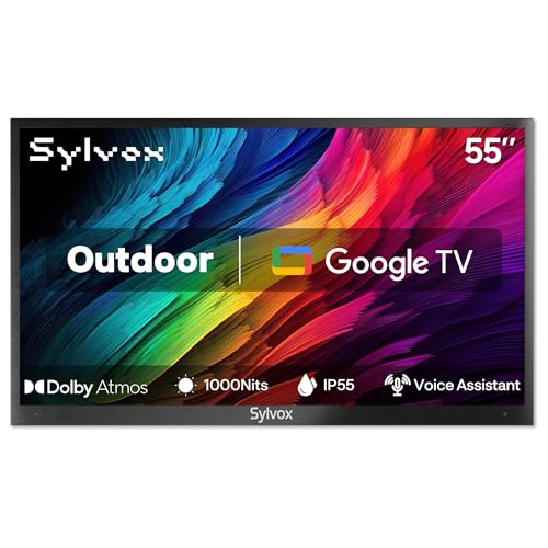 SYLVOX 55'' Outdoor Google TV Weatherproof 4K Television, Built-in Chromecast ...