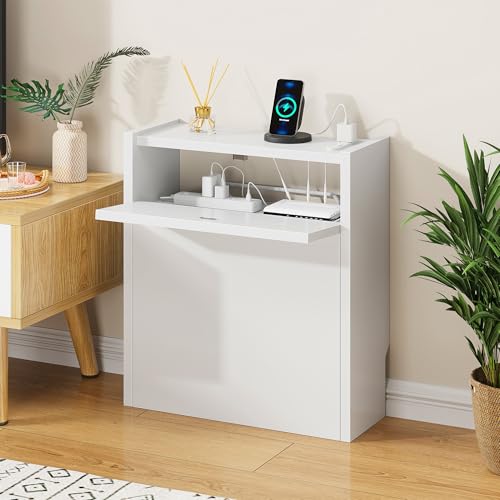 【置くだけで、配線ストレス卒業】ルーター 収納 コンセント付き ケーブルボックス 木製 2段収納 電源タップ収納 配線隠し フラップ扉 ケーブル整理 Wi-Fi/ONU/モデム対応 ホワイト