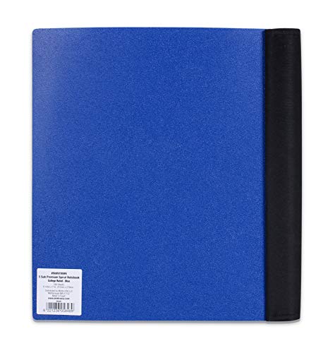 Mintra Office Durable PREMIUM Spiral Notebook - Fabric Covered Coils, No Snags, Removable Adjustable Pocket Dividers, Ruler, Organization, Customizable ((Blue, 5 Subject, 8.5in x 11in))