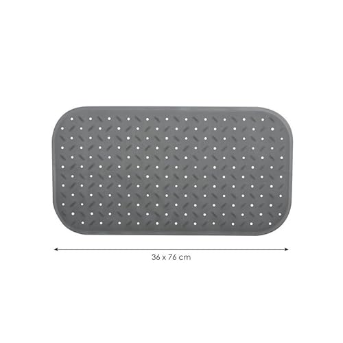 MSV Premium Duschmatte Badematte Badewannenmatte Badewanneneinlage antibakteriell rutschfest mit Saugnäpfen-Grau-duftet nach Rosen-ca. 36 x 76 cm-waschbar bei 60° Grad, Gummi, Grey, Large
