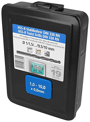 Heller Tools 901 HSS-R Steel Drill Bit Diameter 1-10 mm 19 Pieces Grey, Gray, diameter 1-10 mm, 19-teilig - Image 2