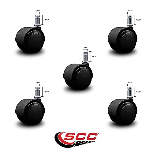 Service Caster SCC-DECGR02S50-NYU-716X78-5 2 Inch Decompression Brake Office Chair Wheels – Brakes Applied Until Seated – Non-Marking Urethane Wheels – Grip Ring Stems – 375 Lbs. Total Capacity – Set Of 5 – Service Caster Brand thumb #1