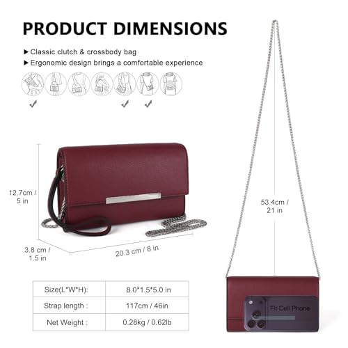 Image of AFKOMST Clutch Purses for Women Small Convertible Wristlet and Evening Bag | Vegan Leather, Fits 6.7-inch Phone /Passport, Versatile for Formal Events /Prom /Wedding /Cocktail /Night Out /Daily Use