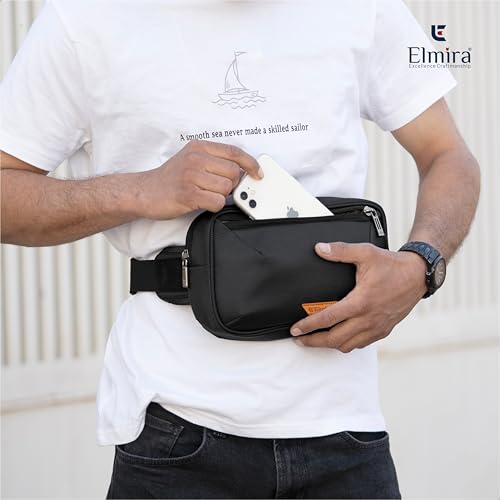 Image of Elmira Waist Bag for Men Women - Fanny Pack for Men Sling Bag for Men Chest Bag Crossbody Side Passport Travel Shoulder Small Waist Pouch for Mobile Cash (Black, WST-001A)
