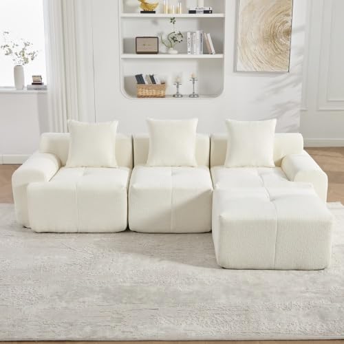 Ecksofa Modulares Sofa Dunkelgrau 260 cm – Montagefrei Sofa aus Samtstoff, 3-Sitzer Couch mit hochdichtem Schaum, flexibel kombinierbar für kleine Wohnungen