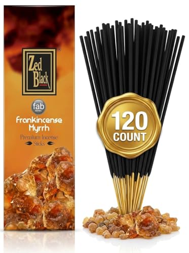 Zed Black Frankincense and Myrrh Incense Sticks Church Resin 120 Count