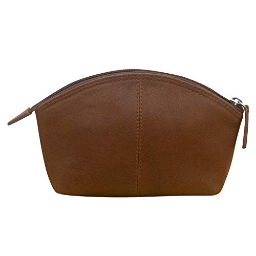 Image of ili New York Genuine Leather RFID Blocking Cosmetic Makeup Pouch - Toffee