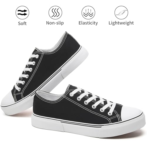yageyan Men Canvas Low top Shoes Classic Casual Sneakers Black and White Fashion Shoes3
