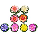 Lotus flottants artificiels : fabriqués en plastique de qualité, ils ne polluent pas votre bassin. nénuphars artificiels flottants