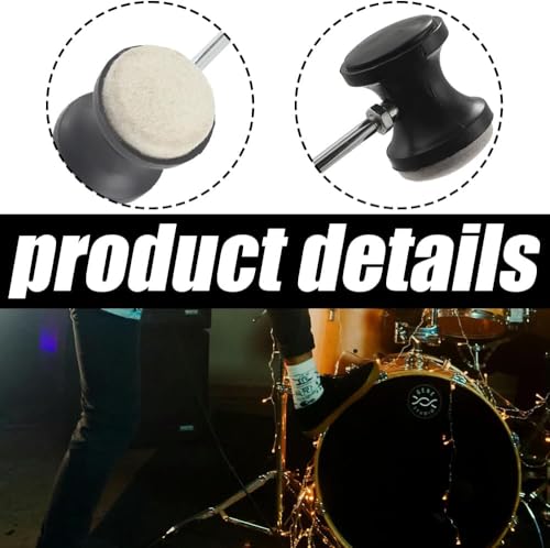 2Pcs Double Sided Bass Drum Pedal Beater with Felt Head, Double Kick Drum Pedals Beater, Drum Percussion Parts Accessories