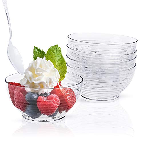 Kingrol 100 Mini Dessert Bowls with Spoons, 3 oz. Disposable Dessert Cup