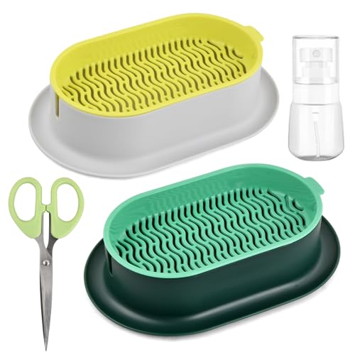 Marjoramy 2 Pezzi Scatola per Piantare, Vaso per Erba Gatta, Scatola per Erba per Gatti, Contenitori Idroponici per Erba Gatta Vaso Germinant, Scatola Idroponica con Forbici e Flacone Spray