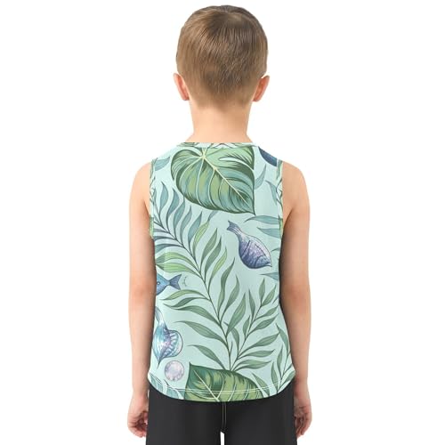 Tropical Plants Boys Tank Top Sleeveless Casual Vest Tees Casual Tops for Kids for Outdoor Beach Fitness Work Out 3T3