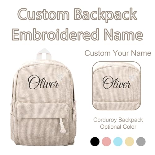 Personalized Kids Toddler Preschool Backpack For Teens Girls Boys, Custom Khaki Embroidered Name Backpack For Kids, Daycare Kindergarten Elementary School Bookbag, Back To School Gifts2