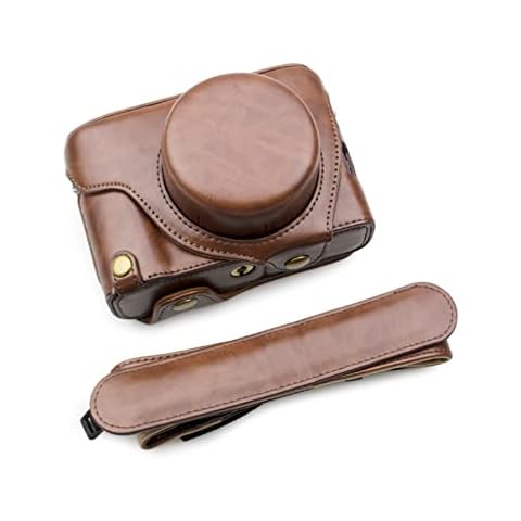 Fuji X100V Case Bag, MUZIRI KINOKOO PU Leather Case for Fujifilm X100V with Shoulder Strap Fuji X100V Protective Case Add Grip to Camera-Coffee Cover