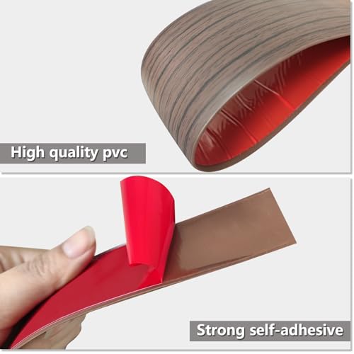 Vinyl Floor Transition Strip Self Adhesive 2\"×20\' Brown Wood Grain Floor Divider Strip Flooring Transition Strips for Laminate Flooring, Uneven Floors, Carpet, Tiles (20FT, 2in, Brown Wood Grain) - Thumbnail 4