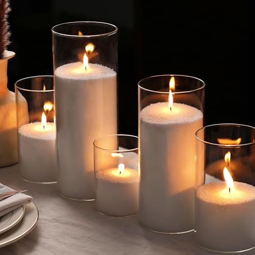 LAMORGIFT 8LB Candle Sand- White Candle Beads Sand Wax for Wedding Decor Pearled Candles with Wicks (50 Pcs) & Wooden Spoons Unscented for Powder Candle Making Candles Refill Kit