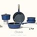 CAROTE Blue&Gold Ceramic Cookware Set Non Toxic, PFAS Free,15Pcs Pots and Pans Set Non Stick Detachable/Removable Handle,Kitchen Cooking Set Dishwasher Safe, Nonstick Pot and Pan, Induction Cookware