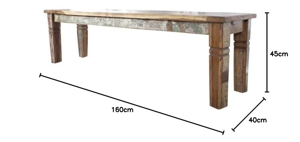 MASSIVMOEBEL24.DE Nature of Spirit #35 Panca in Legno Riciclato - Laccato/Multicolore 160x40x45