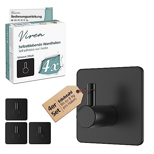 Virea M-V1401-B Selbstklebende Wandhaken 4er Set
