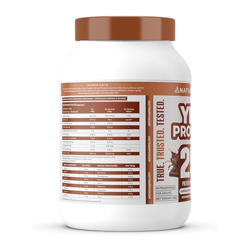 Image of Naturaltein YES Protein 1kg | Fermented Yeast Vegan Protein Powder | Chocolate Flavour | 25g Protein & 5.08g BCAA Per Serving | No Added Sugar | Naturally Sweetened | Digestive Enzymes | Heavy Metal Tested | 28 Servings