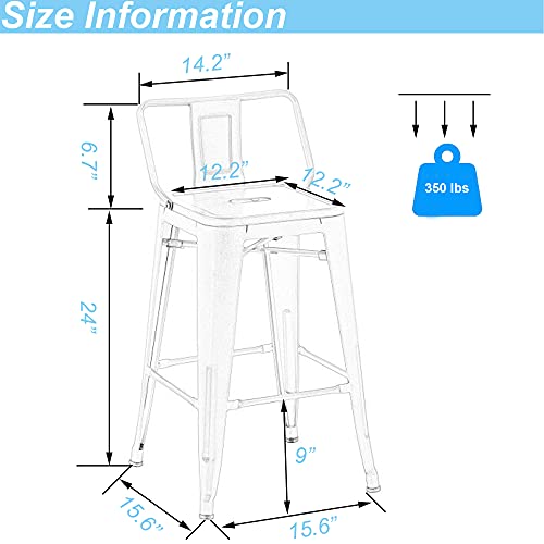 Changjie Furniture Metal Barstools Set Of 4 Industrial Bar Stools Counter Stools With Backs Indoor-Outdoor Counter Height Bar Stools (24 Inch, Bronze) #TOP5