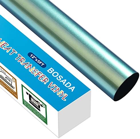 BOSADA Chameleon Heat Transfer Vinyl 12" x 5ft PU HTV Vinyl Iron on Vinyl for Cricut and DIY T-Shirt Clothing Hats Pillows Fabric