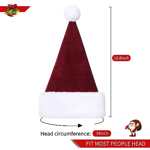JKSVE Santa Hat,Adults Unisex Velvet Christmas Hat,New Year Festive Party Christmas Supplies (burgundy) - Image 2