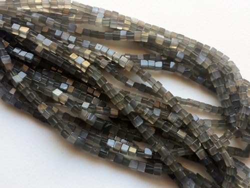 Perles de cube en pierre de lune grise 5mm pour création collier DIY - 6