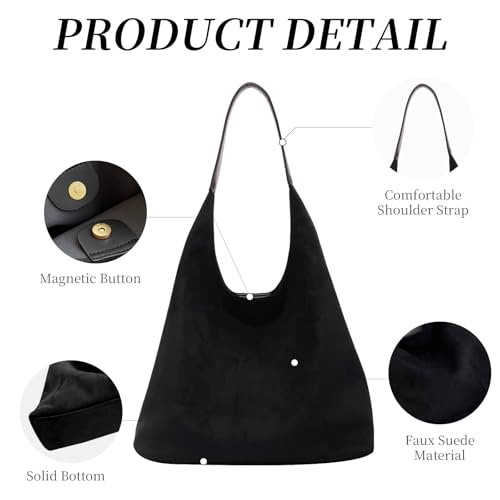 Image of Suede Bag for Women New Suede Tote Bags for Women Retro Slouchy Bag Brown Shoulder Bag Hobo Handbag