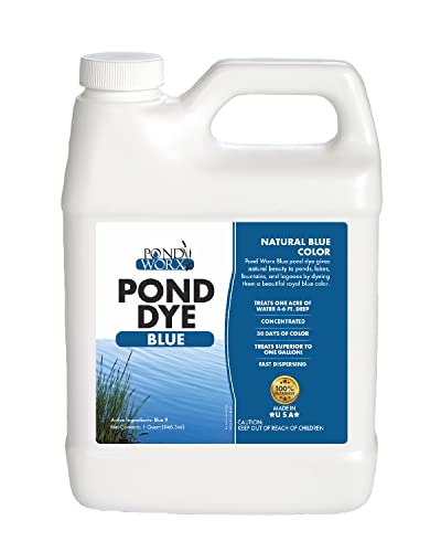 Pond Worx Blue Lake and Pond Dye - 4X Concentrated Liquid Pond Colorant – Shades and Protects Your...