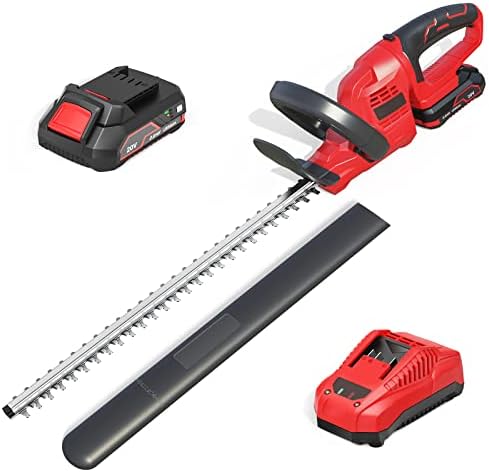 Hedge Trimmer and Cutter, Grass Trimmer for Garden, Electric Lightweight Grass Trimmer with 20 inch Dual Action Blades and 180 Rotary Handle, 1300RPM Bush Trimmer